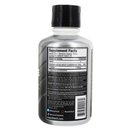 Platinum 100 % L-Carnitina 1500 Série essencial da fórmula pós-treino 30 Porções Citrus Splash - 16 oz. Muscletech Products - Image 2