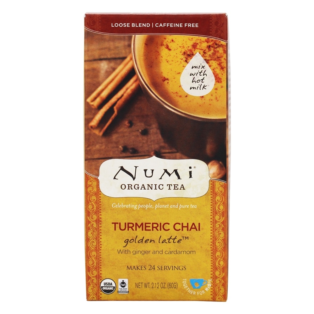 Mistura solta de café com leite dourado Caffeine Free Turmeric Chai - 2.12 oz. Numi Organic