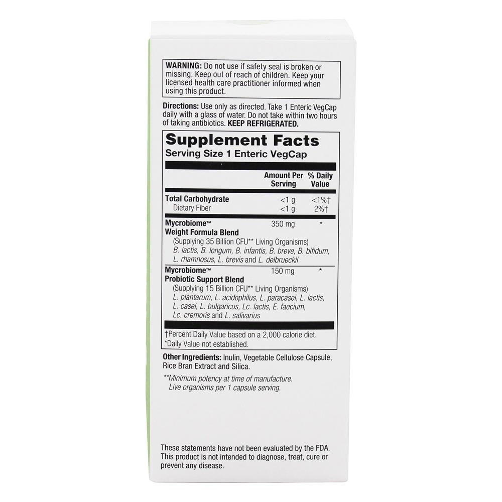 Mycrobiome Probiotic + Prebiótico Inulina Peso Fórmula 50 Bilhões de UFC - 30 Cápsula (s) vegetal (s) Solaray - Imagem 2