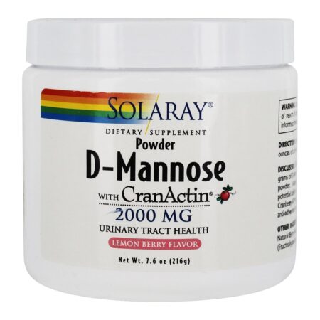 D-Manose Pó com Cranactin Urinário Trato Saúde Limão Baga 2000 mg. - 7.6 oz. Solaray