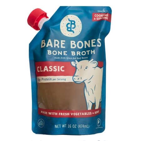 100 % de caldo de carne com osso de grama Carne clássica - 16 fl. oz. Bare Bones