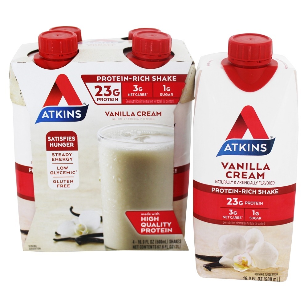 Creme de baunilha com alto teor de proteína e RTD - Pacote 4 Atkins