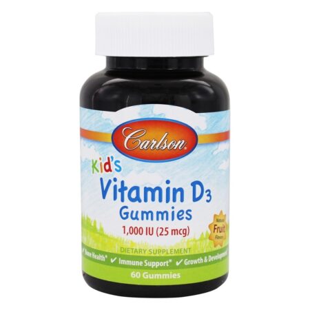 Vitamina D3 Gummies Fruta Infantil 1000 IU - 60 Gummies Carlson Labs