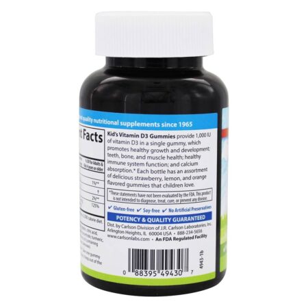 Vitamina D3 Gummies Fruta Infantil 1000 IU - 60 Gummies Carlson Labs - Image 3