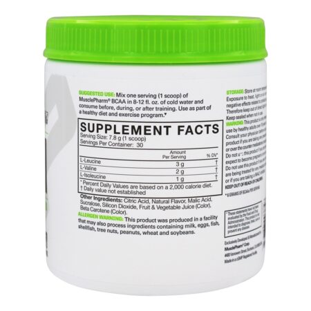 BCAA Fundamentos Otimizado Ramificou-Cadeia Amino ácidos Pó 30 Porções Limão Cal - 234 Gramas Muscle Pharm - Image 2