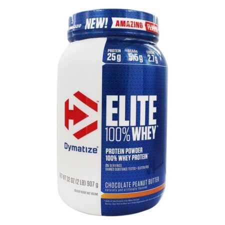 Elite 100 % de proteína de soro de leite em pó de manteiga de amendoim de chocolate - 2 lbs. Dymatize Nutrition