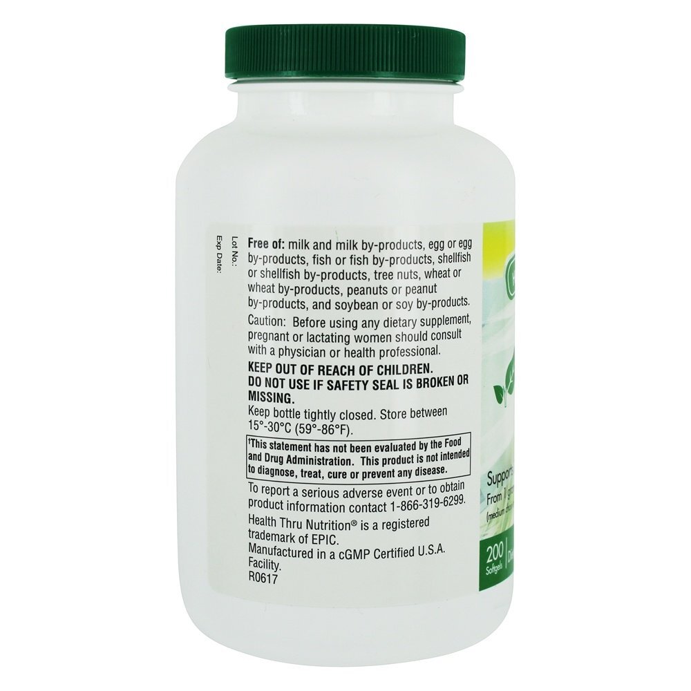 Triglicerídeos de cadeia média de ácido caprílico 600 mg. - 200 Softgels Health Thru Nutrition - Imagem 3
