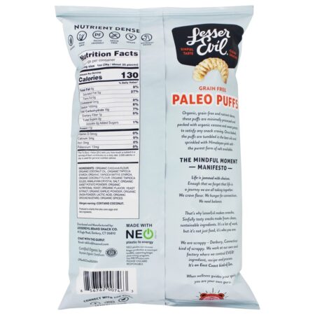 Orgânico Paleo Puffs Não Queijo Cheesiness - 5 oz. Lesser Evil - Image 2