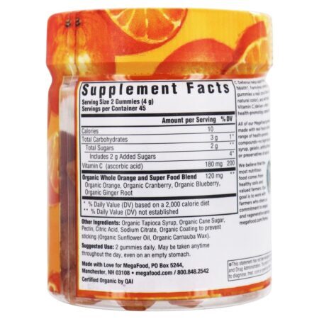 Suporte de Função Imunológica para Defesa da Vitamina C Diariamente Citrus Cítrico - 90 Gummies MegaFood - Imagem 2