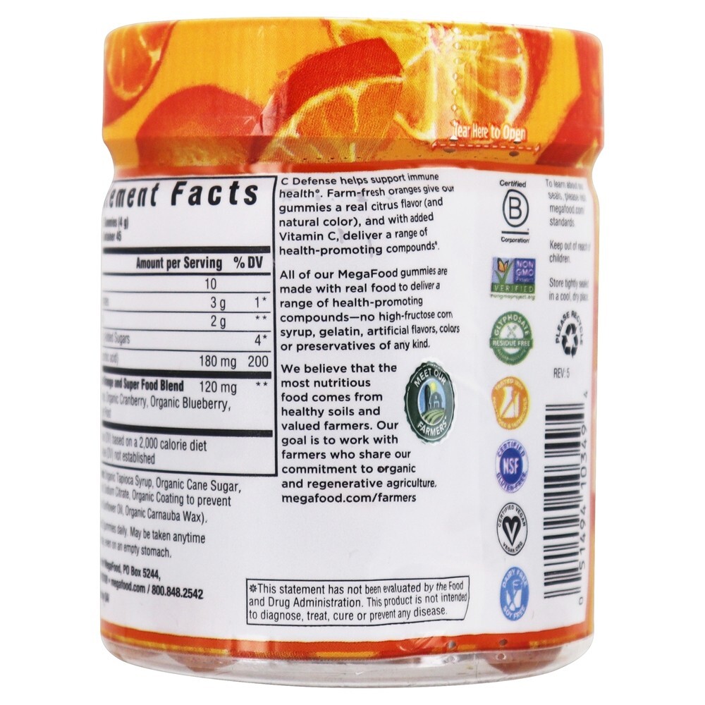 Suporte de Função Imunológica para Defesa da Vitamina C Diariamente Citrus Cítrico - 90 Gummies MegaFood - Imagem 3