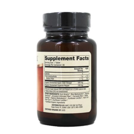 Vinagre de cidra de maçã fermentado orgânico e pimenta de Caiena - 30 Tablets Dr. Mercola - Image 2