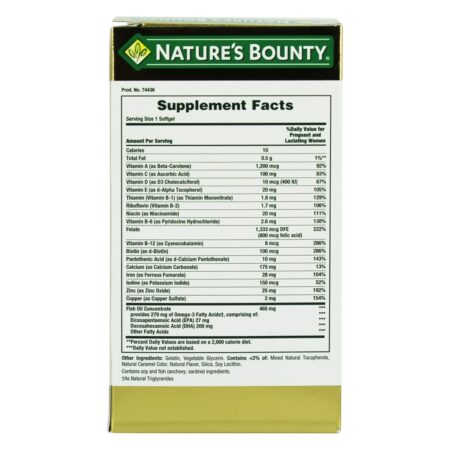 Sustentação saudável do desenvolvimento & do crescimento do bebê multivitamínico pré-natal - 60 Softgels Nature's Bounty - Image 3