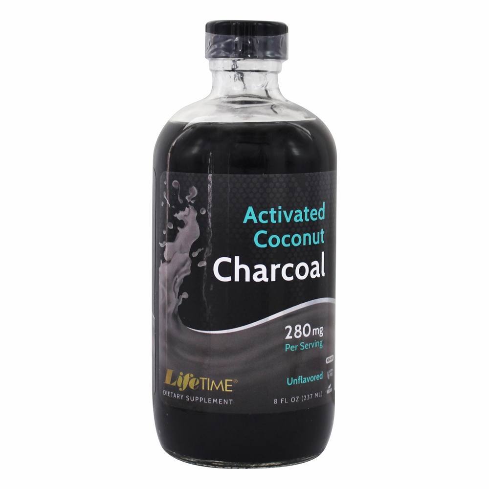 Carvão vegetal de coco ativado sem sabor 280 mg. - 8 fl. oz. LifeTime Vitamins