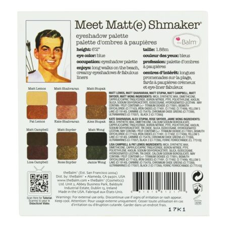 Reunir-se Fosco Shmaker Eyeshadow Paleta - 0.34 oz. theBalm - Imagem 3