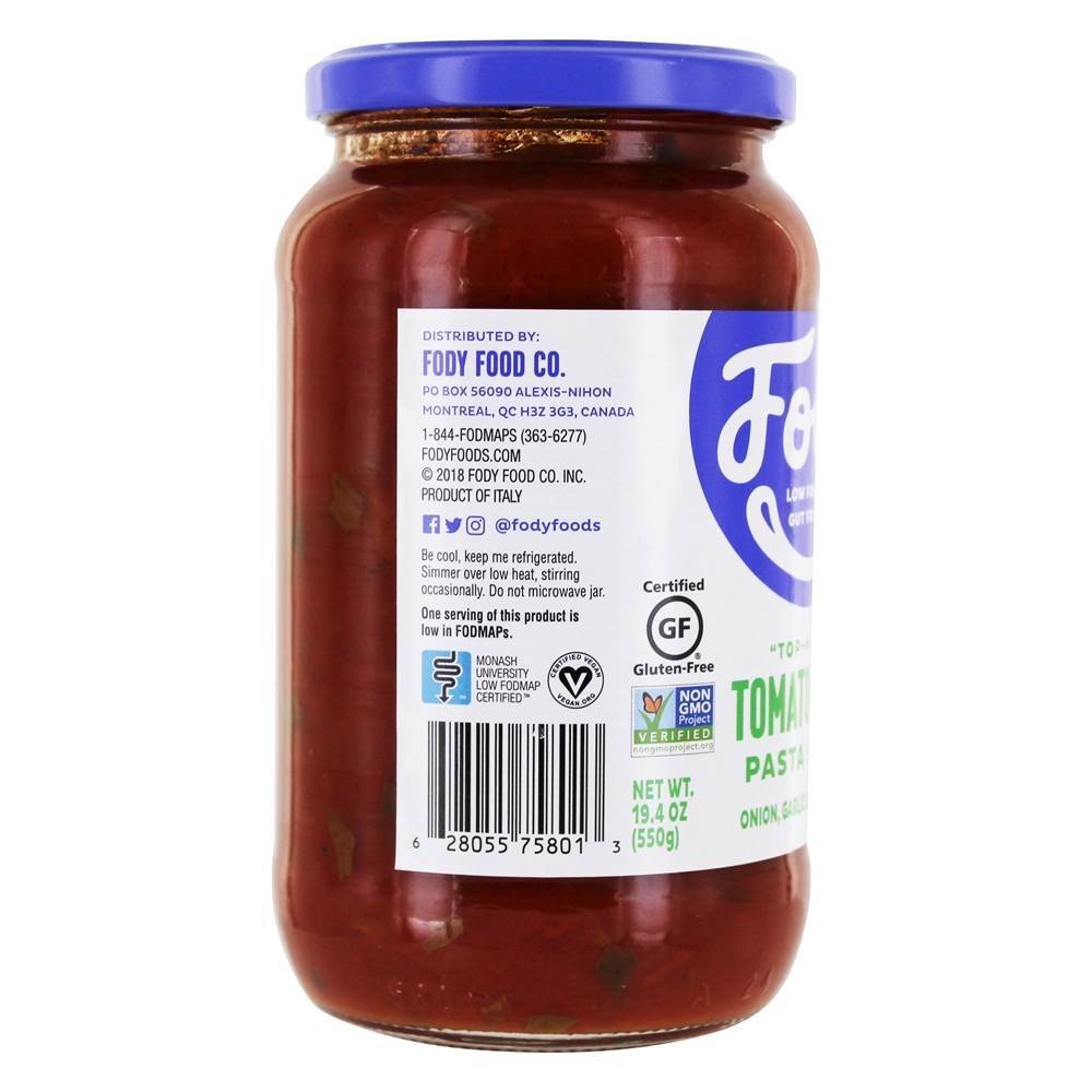 Baixo FODMAP Gut Amigável Macarrão Molho de Tomate - 19.4 oz. FODY - Imagem 3