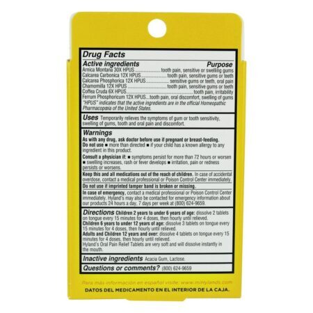 4kid Oral Dor Natural Alívio Comprimidos - 125 Tablets Hylands - Imagem 3