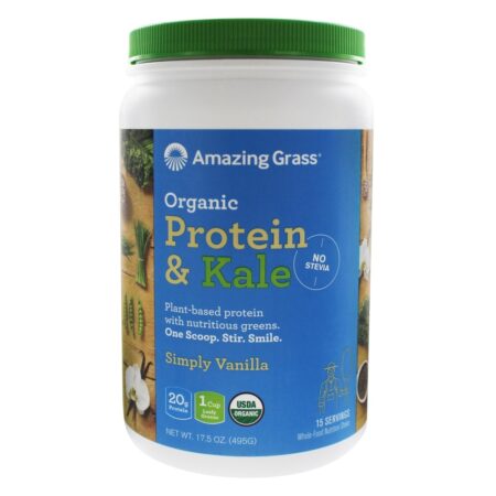 Orgânico Proteína & Couve Pó Simplesmente Baunilha - 17.5 oz. Amazing Grass