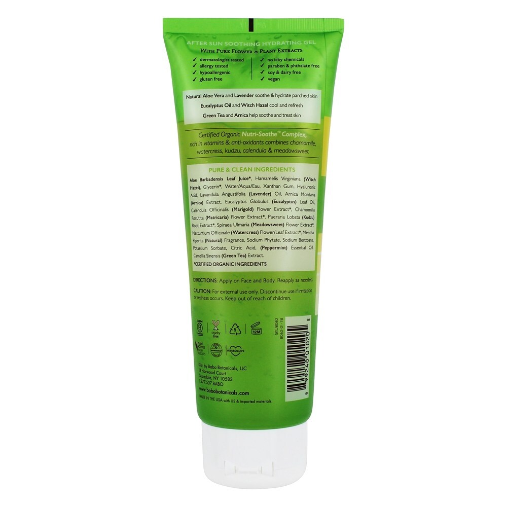 Depois Sol Calmante Hidratante Gel para Sensível Pele Pepino & Aloés - 8 fl. oz. Babo Botanicals - Imagem 2