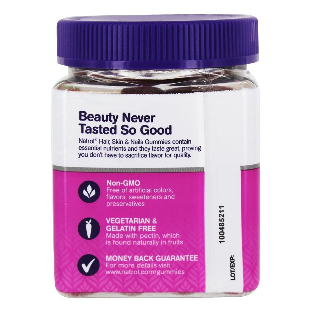Cabelo, Pele & Unhas Gomoso 90% Orgânico Framboesa - 90 Gummies Natrol - Imagem 3