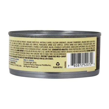 Grão Pristine Free Cat enlatados Food Patê Atum Receita - 5.5 oz. Castor & Pollux - Image 3