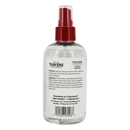 Bruxa Aveleira álcool-Livre Facial Névoa Toner com Aloés Vera Fórmula Rosa Pétala - 8 fl. oz. Thayers - Image 2