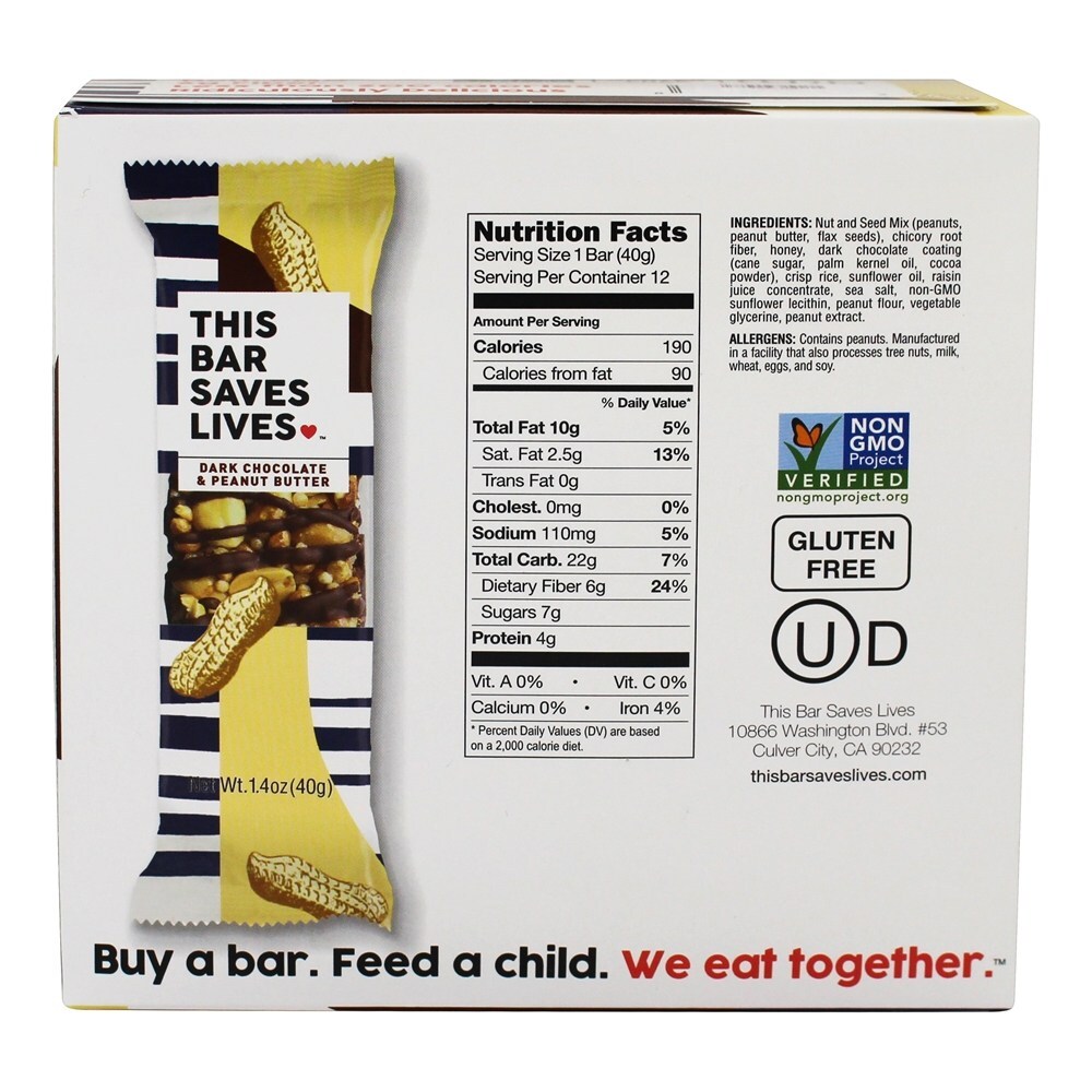 Snack Free Snack Bars Box Chocolate Escuro e Manteiga De Amendoim - 12 Barras This Bar Saves Lives - Imagem 2