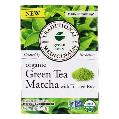 Matcha de chá verde orgânico com arroz tostado - 16 Saquinhos de Chá Traditional Medicinals