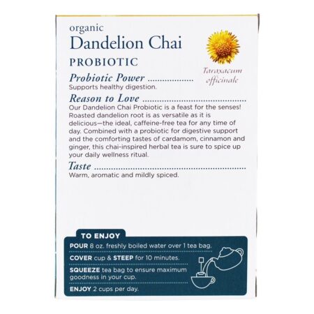 Chá Dente-de-Leão Chai Probiótico Orgânico - 16 Saquinhos de Chá Traditional Medicinals - Image 3