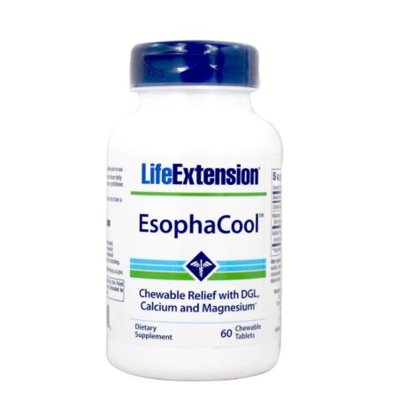 Relevo mastigável de EsophaCool - 60 comprimidos mastigáveis Life Extension