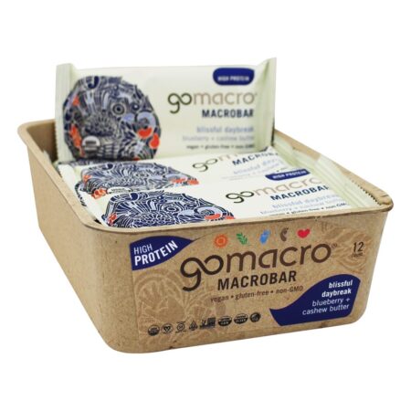 Organic MacroBar Box Blissful Amanhecer Mirtilo + Caju - 12 Barras GoMacro