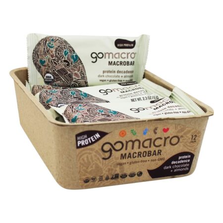 Organic MacroBar Box Protein Decadence Chocolate Escuro + Amêndoas - 12 Barras GoMacro