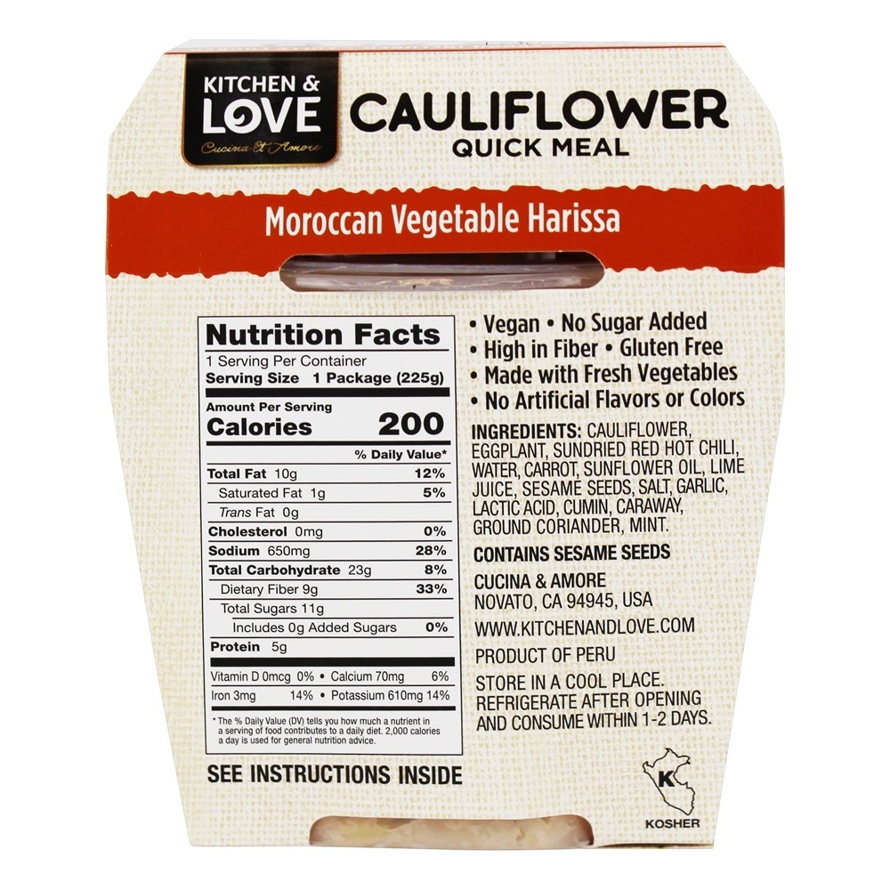 Couve-flor Refeição Rápida Marroquina Vegetal Harissa - 7.9 oz. Kitchen & Love - Imagem 2