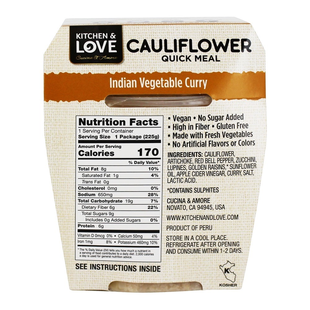 Refeição rápida de couve-flor Curry vegetal indiano - 7.9 oz. Kitchen & Love - Imagem 2