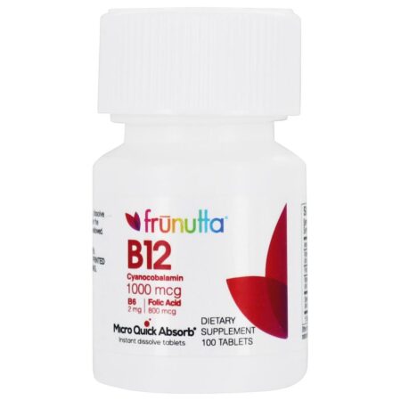 Vitamina B12 Cianocobalamina com B6 e Ácido Fólico 1000 mcg. - 100 Tablets de dissolução rápida Frunutta - Image 2