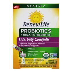 Probióticos + Prebióticos Orgânicos Kids Daily Complete 10 Bilhões de UFC - 30 Pacote (s) de Bastão Renew Life