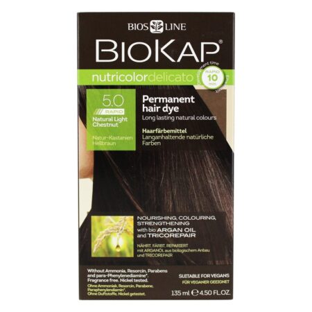 Nutricolor Delicato Corante Capilar Permanente 5.0 Natural Light Chestnut - 4.5 fl. oz. BioKap