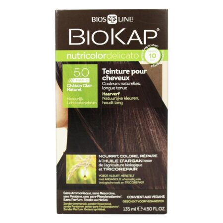 Nutricolor Delicato Corante Capilar Permanente 5.0 Natural Light Chestnut - 4.5 fl. oz. BioKap - Image 3