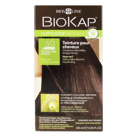 Nutricolor Delicato Corante Capilar Permanente 5.0 Natural Light Chestnut - 4.5 fl. oz. BioKap - Image 4