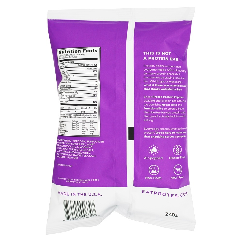 Cheddar de pipoca de proteína branca - 1.4 oz. Protes - Imagem 2