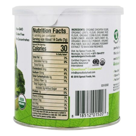 Organic Curlz Baked Toddler Snacks Broccoli - 1.48 oz. Sprout - Image 2