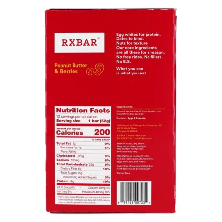 Proteína Bar Manteiga De Amendoim E Bagas - 12 Barras RXBAR - Image 2