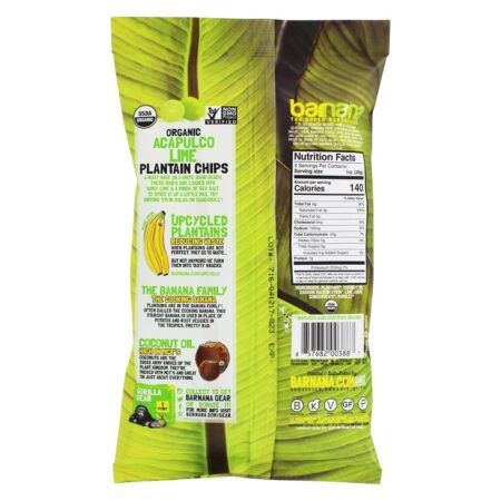 Chips de banana-da-terra orgânicos Ridged Acapulco Lime - 5 oz. Barnana - Image 2