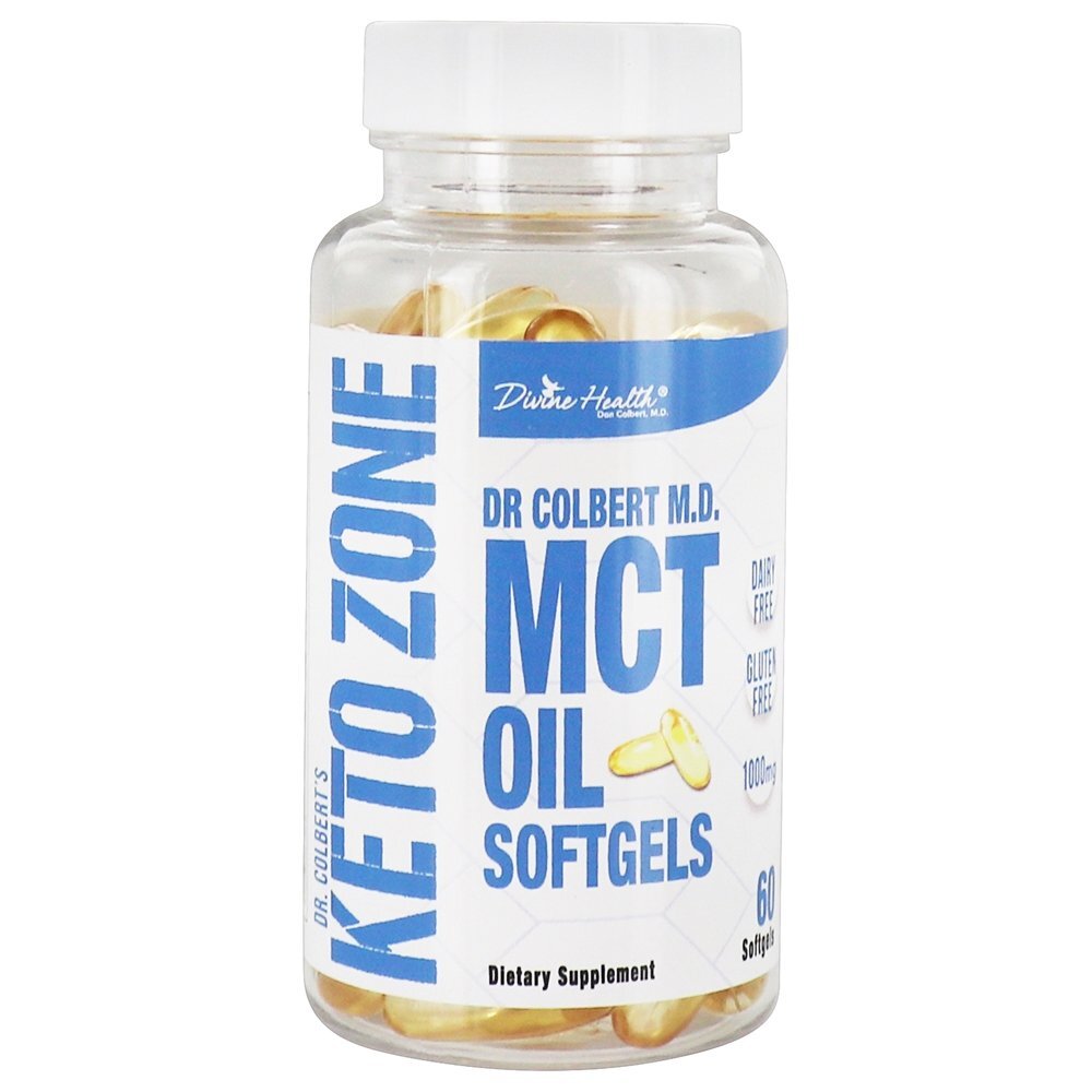 Keto Zone MCT Oil Cápsulas Gelatinosas do Dr. Colbert 1000 mg. - 60 Softgels Divine Health
