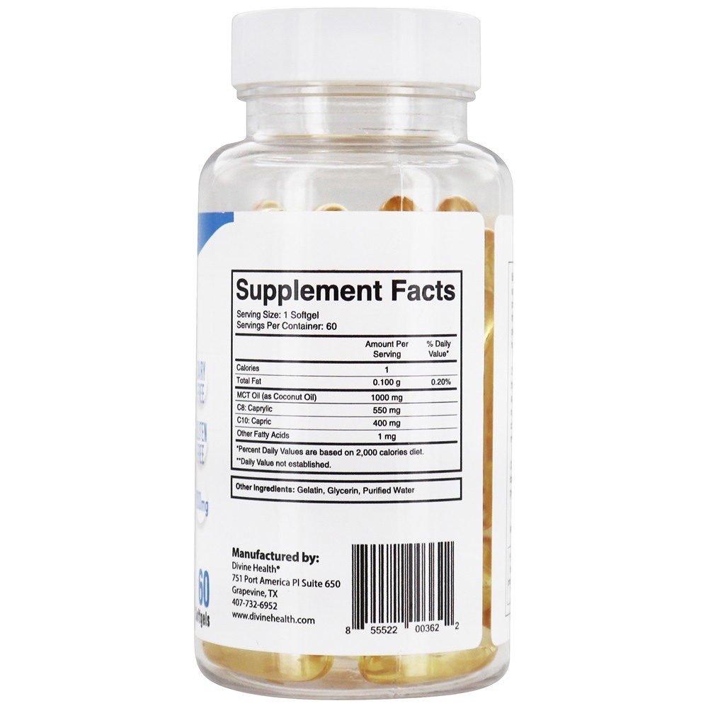 Keto Zone MCT Oil Cápsulas Gelatinosas do Dr. Colbert 1000 mg. - 60 Softgels Divine Health - Imagem 2