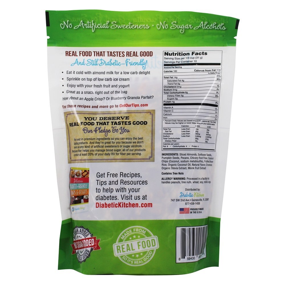 Granola Cereal Canela Pecan - 11 oz. Diabetic Kitchen - Imagem 2