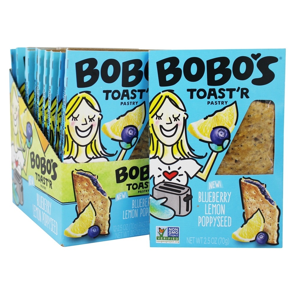 Pastelaria Toast'r Blueberry Lemon Poppyseed - Pacote 12 Bobo's Oat Bars