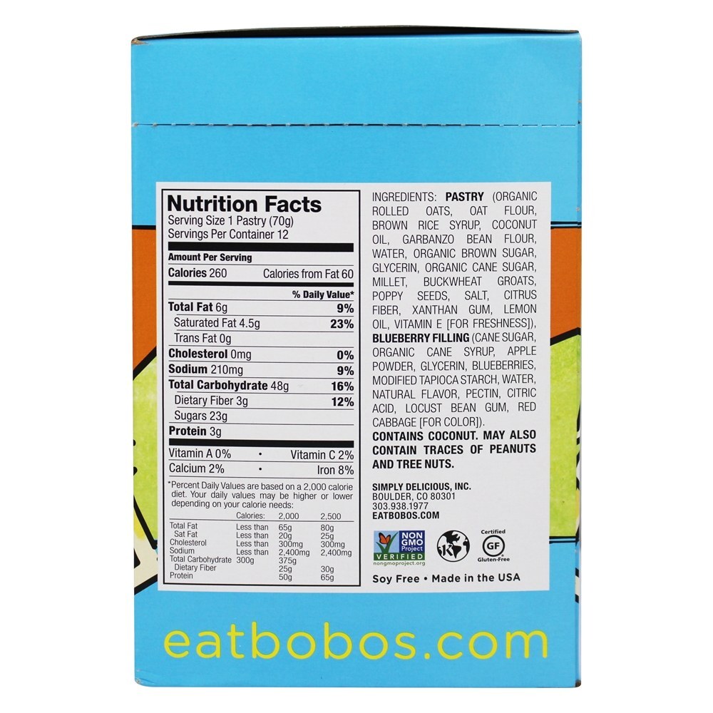 Pastelaria Toast'r Blueberry Lemon Poppyseed - Pacote 12 Bobo's Oat Bars - Imagem 3