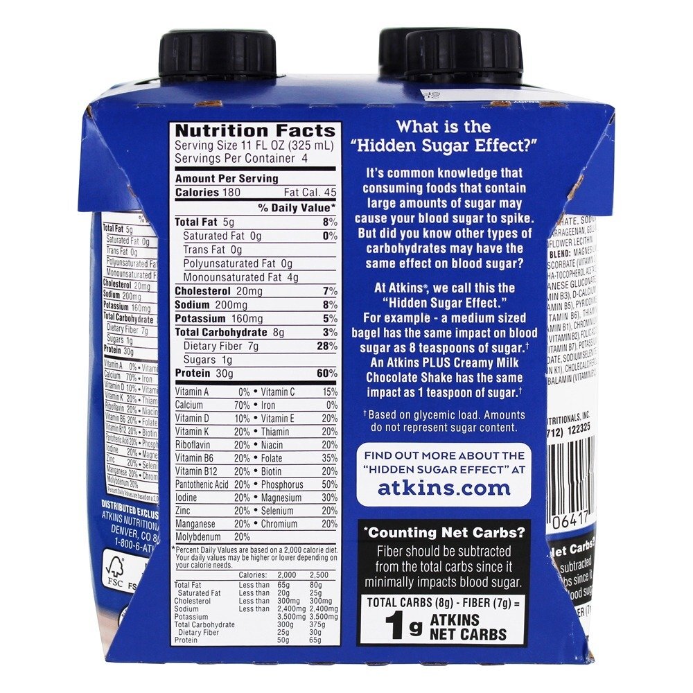 RTD Plus Protein & Fibra Shakes Baunilha Cremosa - Pacote 4 Atkins - Imagem 3