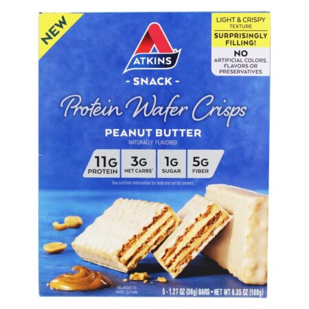 Proteína Wafer Crisps Snack Peanut Butter - 5 Barras Atkins