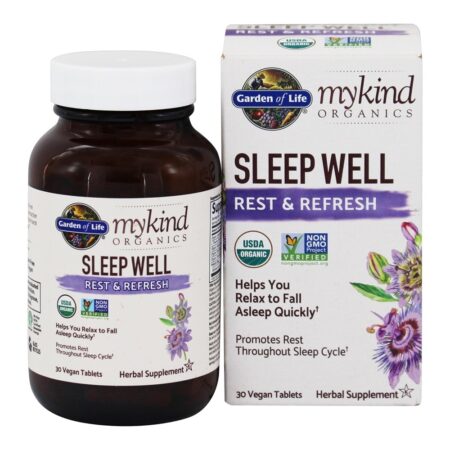 mykind Organics Sleep Well Descansar e Atualizar Fórmula - 30 Tablet (s) vegano (s) Garden of Life